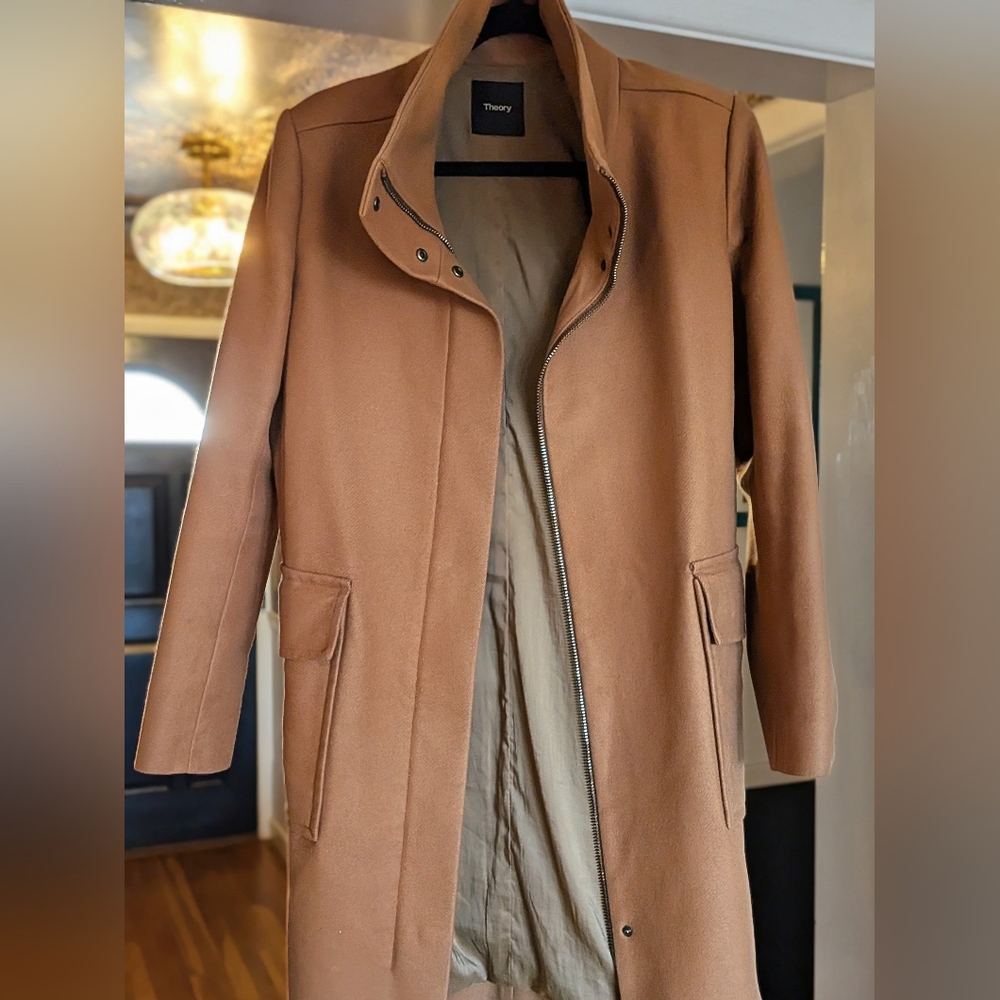 Theory Women's Funnel Neck Wool And Cashmere Coat